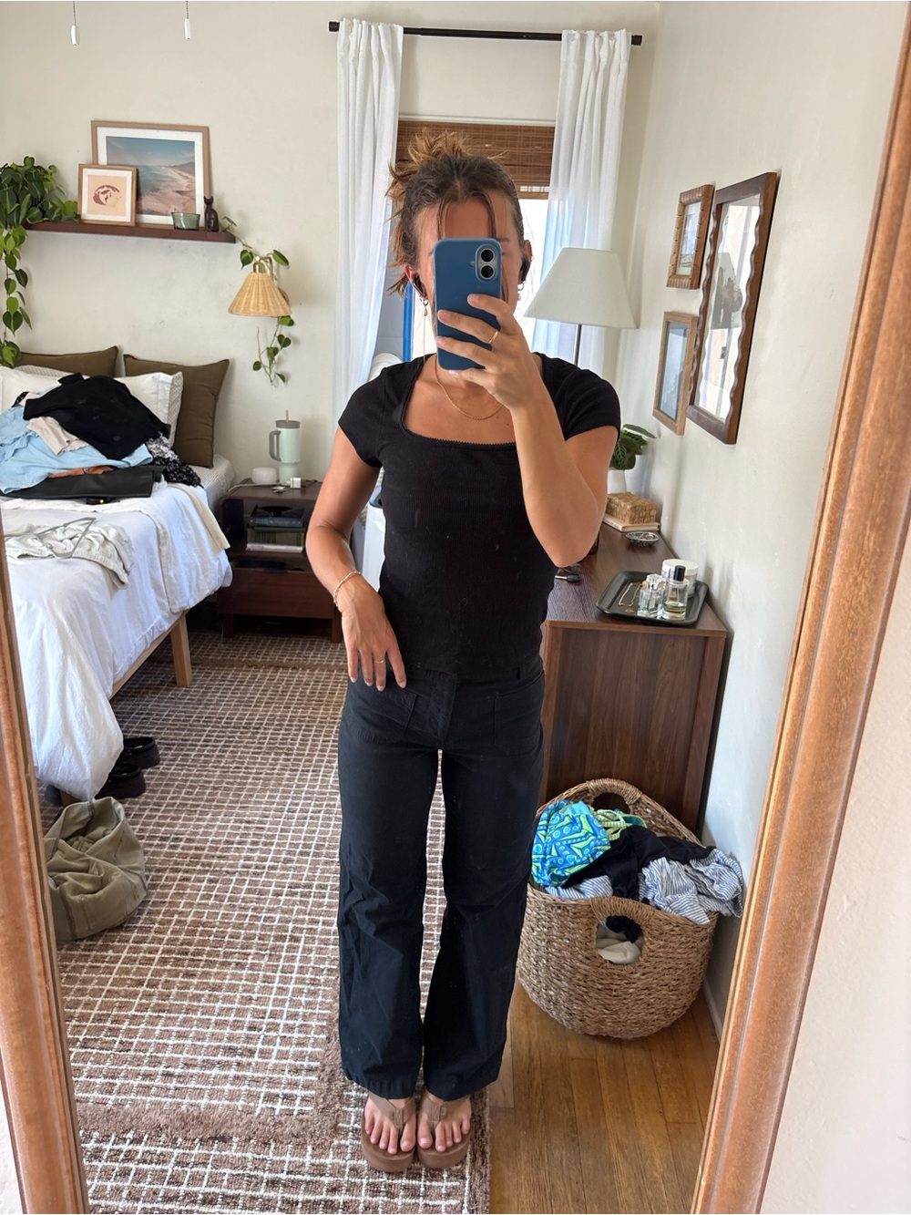 Women's BLACK Square Neck Top